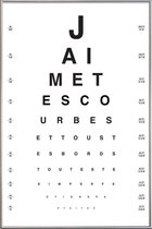 JUNIQE - Poster met kunststof lijst Eye Chart Je t'aime -60x90 /Wit &