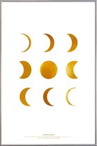 JUNIQE - Poster met kunststof lijst Lunar gouden -20x30 /Goud & Wit