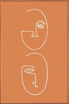 JUNIQE - Poster met kunststof lijst Coupling -40x60 /Bruin & Oranje