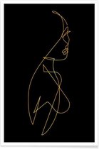 JUNIQE - Poster Femme I gouden -13x18 /Goud & Zwart