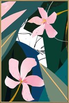JUNIQE - Poster met kunststof lijst Oleander illustratie -30x45 /Groen