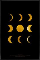 JUNIQE - Poster met kunststof lijst Lunar Phases gouden -30x45