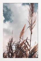 JUNIQE - Poster met houten lijst Grass I -13x18 /Bruin & Wit