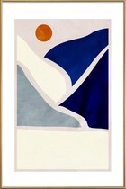 JUNIQE - Poster met kunststof lijst Collage -13x18 /Blauw & Ivoor