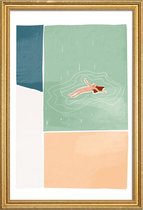 JUNIQE - Poster met houten lijst Bathing -20x30 /Ivoor & Roze