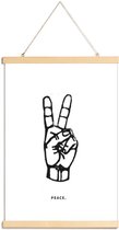 JUNIQE - Posterhanger Peace -60x90 /Wit & Zwart