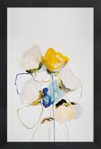 JUNIQE - Poster in houten lijst Aquarel met bloemen -20x30 /Geel &