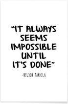 JUNIQE - Poster Onmogelijk - Quote van Nelson Mandela -40x60 /Wit &