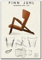 Finn Juhl Chair Design Poster - 60x90cm Canvas - Multi-color