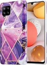ShieldCase Purple Pattern Marmer Samsung A42 hoesje - paars