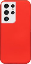 - ADEL Siliconen Back Cover Softcase Hoesje Geschikt voor Samsung Galaxy S21 Ultra - Rood
