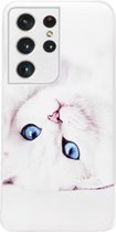 - ADEL Siliconen Back Cover Softcase Hoesje Geschikt voor Samsung Galaxy S21 Ultra - Katten