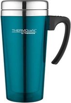 Soft Touch Thermosbeker - Koffiebeker To Go - Warmhoudbeker - Isoleerbeker - Reismok - Turkoois - 420ml