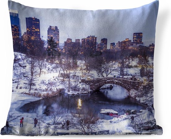 Sierkussens - Kussen - Central Park in de winter - 60x60 cm - Kussen van  katoen 