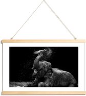 JUNIQE - Posterhanger Frolicking Elephant -40x60 /Zwart
