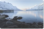 Muismat Fjorden - Ersfjordbotn Fjord Noorwegen sneeuw muismat rubber - 60x40 cm - Muismat met foto