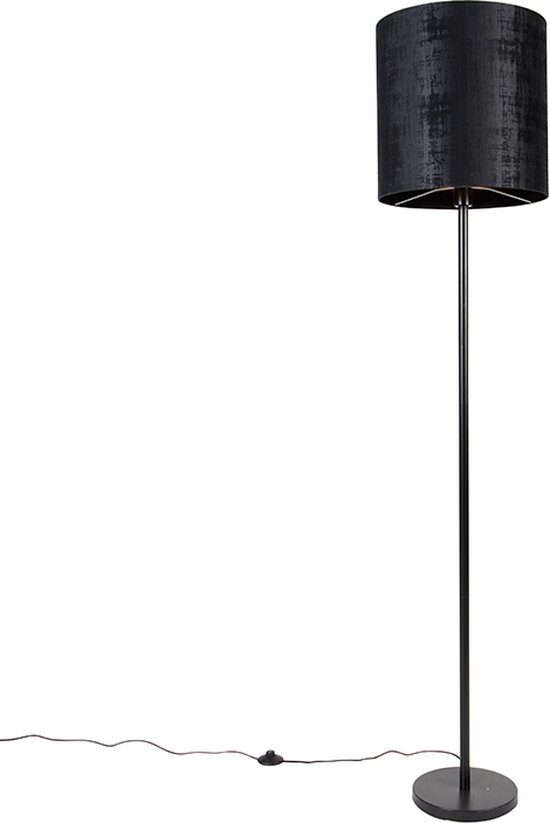 QAZQA simplo - Moderne Vloerlamp | Staande Lamp met kap - 1 lichts - H 1840 mm - Zwart - Woonkamer | Slaapkamer | Keuken