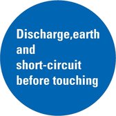 Discharge, earth and short-circuit sticker 150 mm