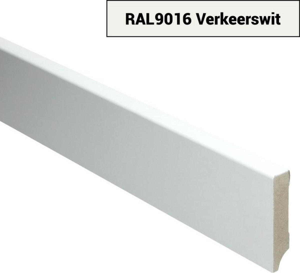 Hoge plinten - MDF - Moderne plint 70x15 mm - Wit - Voorgelakt - RAL 9016 - Per 5 stuks 2,4m