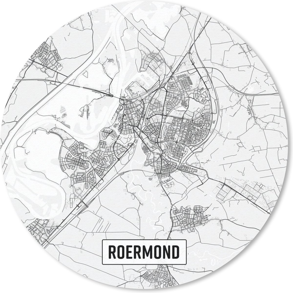 Muismat rond 30x30 cm - Mousepad Stadskaart Roermond - Ronde muismatten