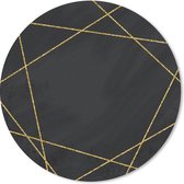 Muismat Goud - Geometrisch patroon van gouden lijnen op een zwarte achtergrond Muismat rond - 30x30 cm - Muismat met foto