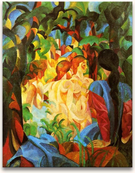 Handgeschilderd schilderij Olieverf op Canvas - August Macke – Badende Meisjes