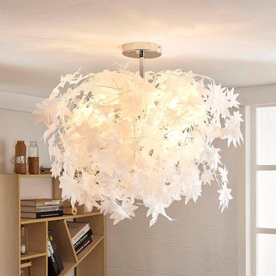 Lindby - plafondlamp - 3 lichts - kunststof, metaal - H: 73 cm - E27 - wit, chroom