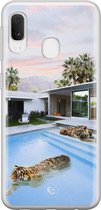 Samsung Galaxy A20e siliconen hoesje - Tijger zwembad - Soft Case Telefoonhoesje - Multi - Print