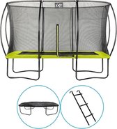 EXIT Toys - Trampoline Met Veiligheidsnet - Op Poten - Silhouette - Rechthoekig - 244x366cm - Groen - Inclusief Ladder en Afdekhoes