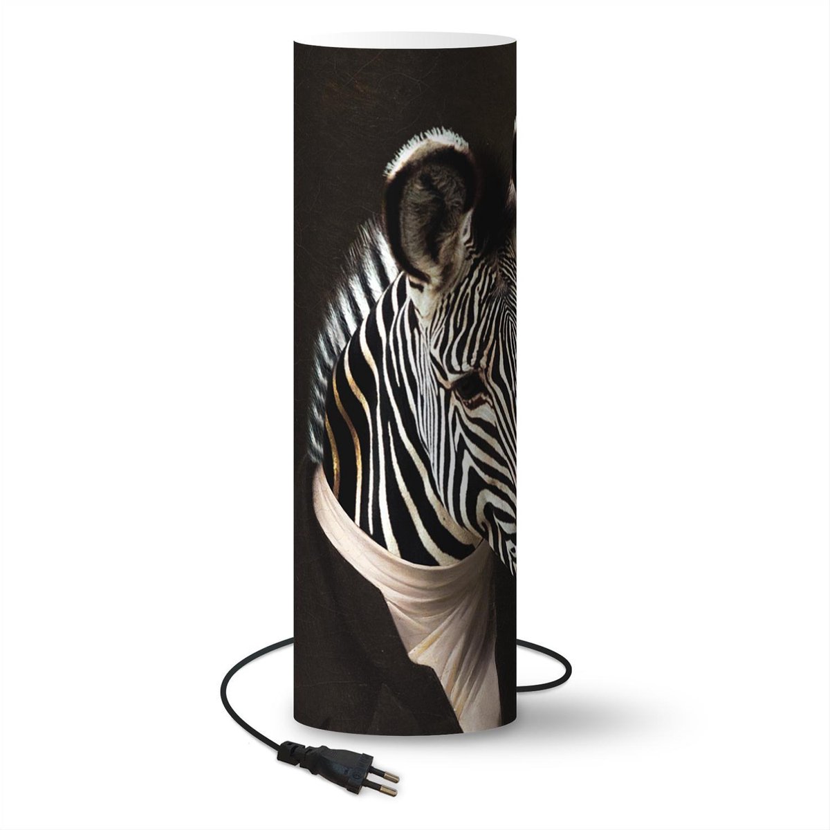 Lamp - Nachtlampje - Tafellamp slaapkamer - Zebra - Portret - Kleding - 50 cm hoog - Ø15.9 cm - Inclusief LED lamp