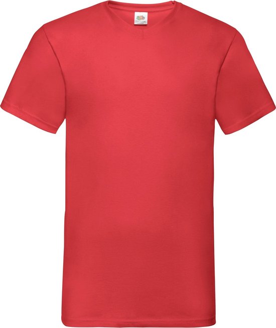 Fruit Of The Loom Heren Valuegewicht V-hals, T-shirt met korte mouwen. (Rood) Maat L