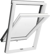 Fenêtre en bois Solstro Skylight avec une finition Witte élégante et un double vitrage, liée au solin de tuile de toit - M8A, 78 x 140 cm