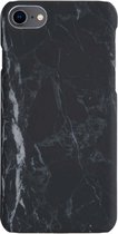 Hoesje Geschikt voor iPhone 8 Hoesje Marmeren Case Hardcover Hoes Marmer - Hoesje Geschikt voor iPhone 8 Marmer Hoes - Zwart