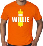 Grote maten Koningsdag t-shirt Willie met kroontje oranje - heren - Kingsday outfit / kleding / plus size shirt XXXXL