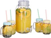 set distributeur de boissons relaxdays 4 litres - distributeur de limonade - 4 verres - design rétro