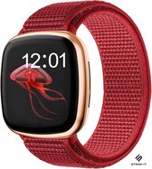 Nylon Smartwatch bandje - Geschikt voor  Fitbit Versa 3 nylon bandje - rood - Strap-it Horlogeband / Polsband / Armband