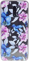 Shop4 - Oppo Reno Hoesje - Zachte Back Case Bloemen en Vogels