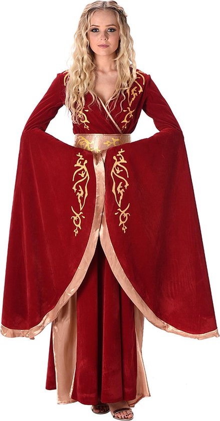Karnival Costumes Middeleeuwse Koningin Kostuum Carnavalskleding Dames Carnaval - Polyester - Rood - Maat M - 2-Delig Jurk/Riem