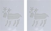 2x Kerst raamsjablonen rendier plaatjes 35 cm - Raamdecoratie Kerst - Sneeuwspray sjabloon