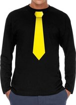 T-shirt cravate jaune à manches longues noir pour homme - chemise noire à  manches... | bol.com