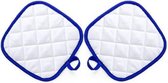 2x Wit/blauwe pannenlap 17 cm - Kookbenodigdheden - Pannenlappen