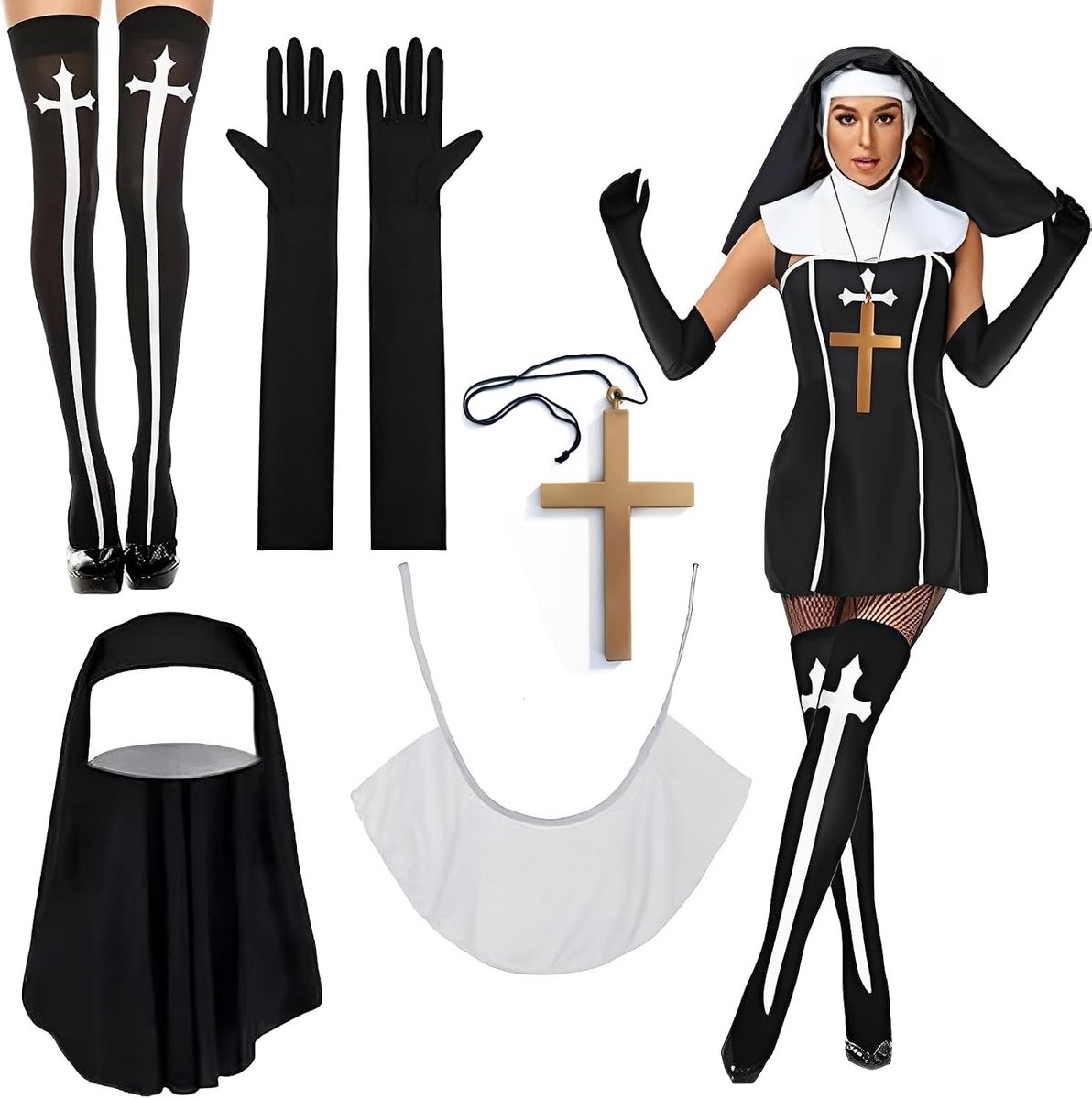 Dames Non Cosplay Kostuum voor Halloween en Carnavalsfeesten - Zwart 1