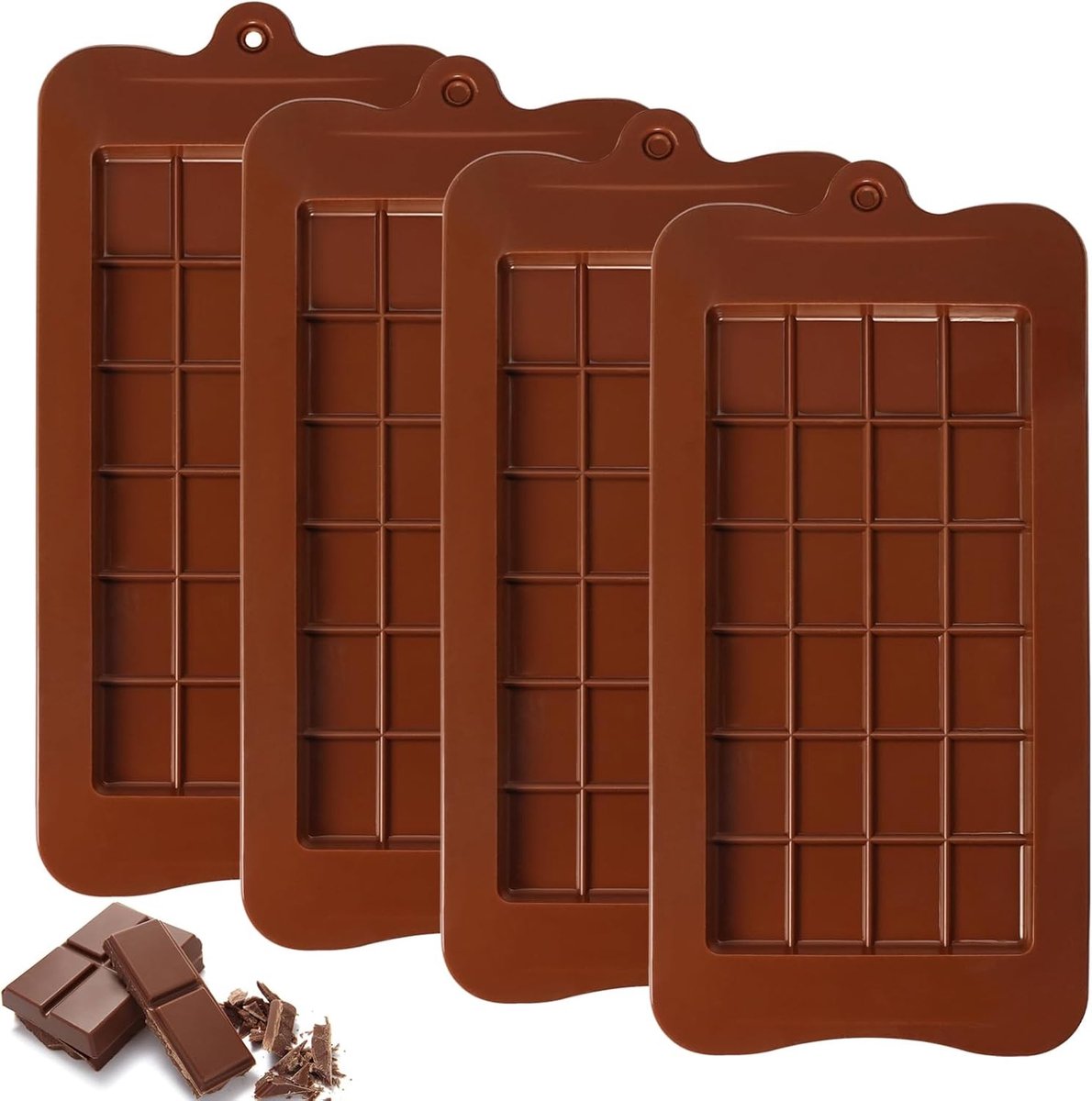 Siliconen chocoladevormen set van 4, breukbestendige mallen voor zelfgemaakte chocolade en snoepjes