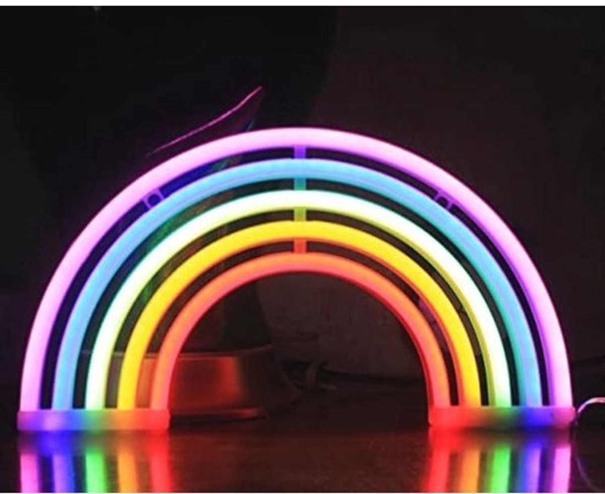 Regenboog Neon Nachtlamp voor Wanddecoratie – USB of Batterij Voeding