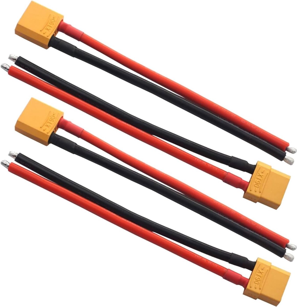 2 Paar XT90 Male en Female Connectoren met 150mm 12AWG Silicondraad voor RC Lipo Accu en FPV Drones, Hoogwaardige XT90 Pigtails voor Betrouwbare Verbindingen