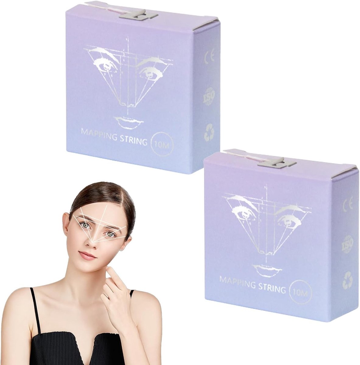 2-Pack 10m Vooraf Geïmpregneerde Draad voor Wenkbrauwmapping en Microblading Accessoires - Ideaal voor Permanente Make-up en Wenkbrauwstyling
