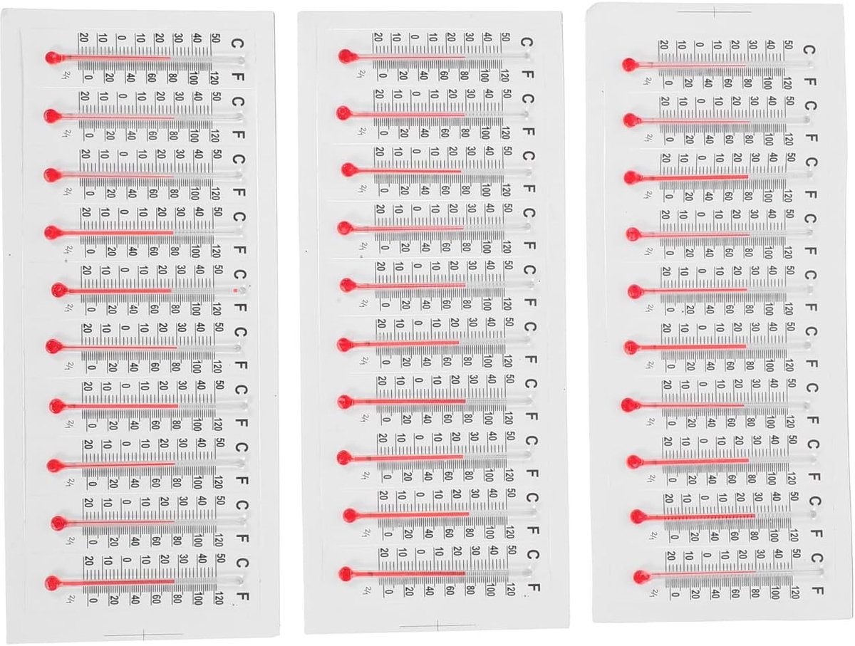 30 stuks miniatuur glazen thermometer papieren kaart knutseldecoratie