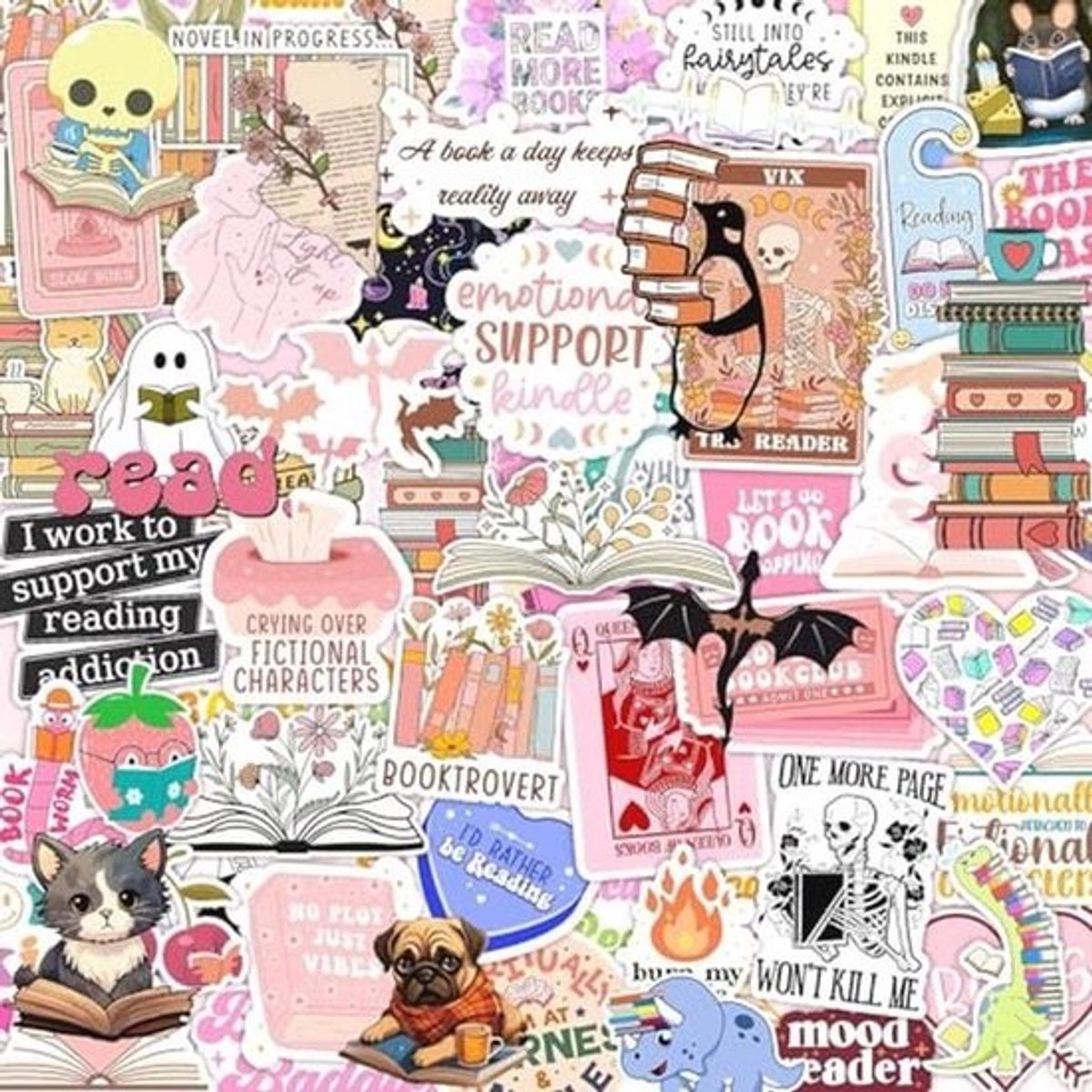125 Stuks Creatieve Boekstickers voor E-Readers, Laptop en Waterflessen - Holografische Vinylstickers voor Lezers