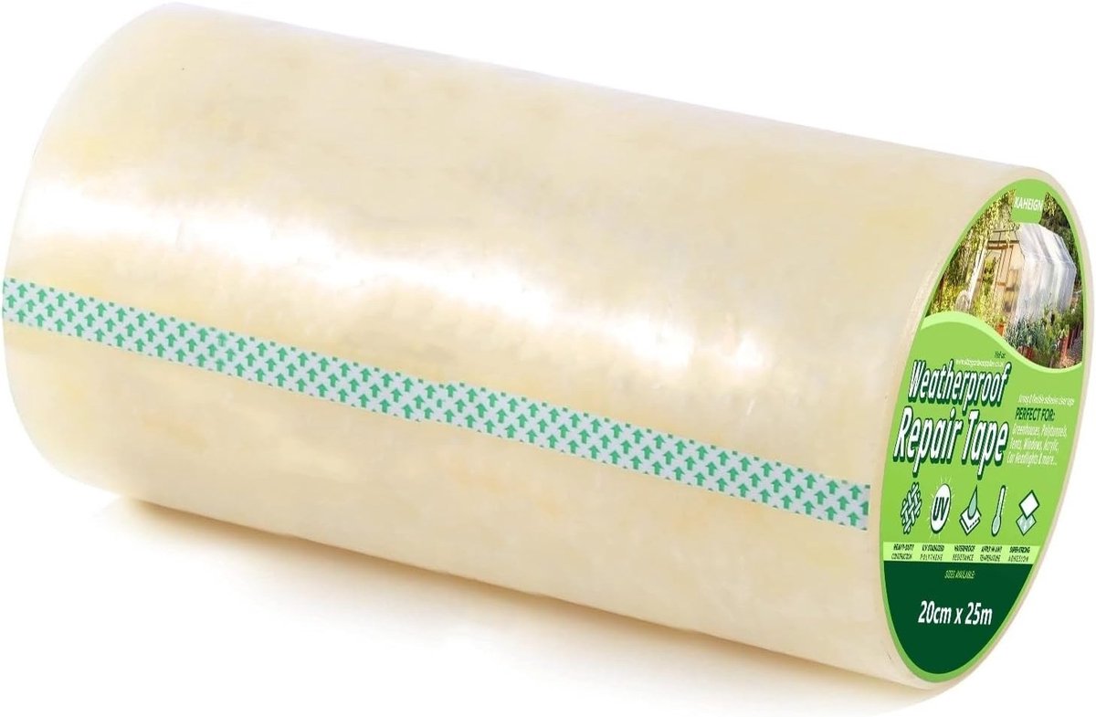 20 cm x 25 m Sterke Film Tape voor Kassen, Transparante PE Reparatietape, UV-bestendig en Waterdicht, Ideaal voor Tuinbouw en Bescherming