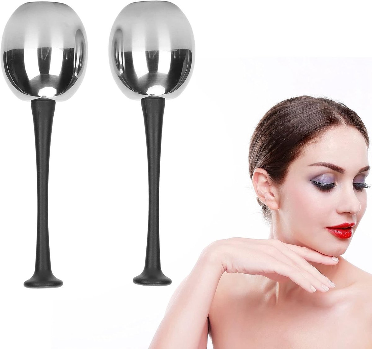 Stainless Steel IJsballen voor Gezonde Gezichtsmassages, Vermindert Zwelling, Massager voor Gezicht, Hals en Ogen - Set van 2